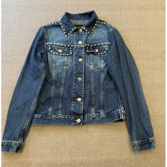 Sisley Blue Studded Denim Jean Jacket Women XS - Picture 1 of 13